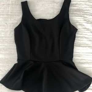 Sleek Black Peplum Tank Top Size 6